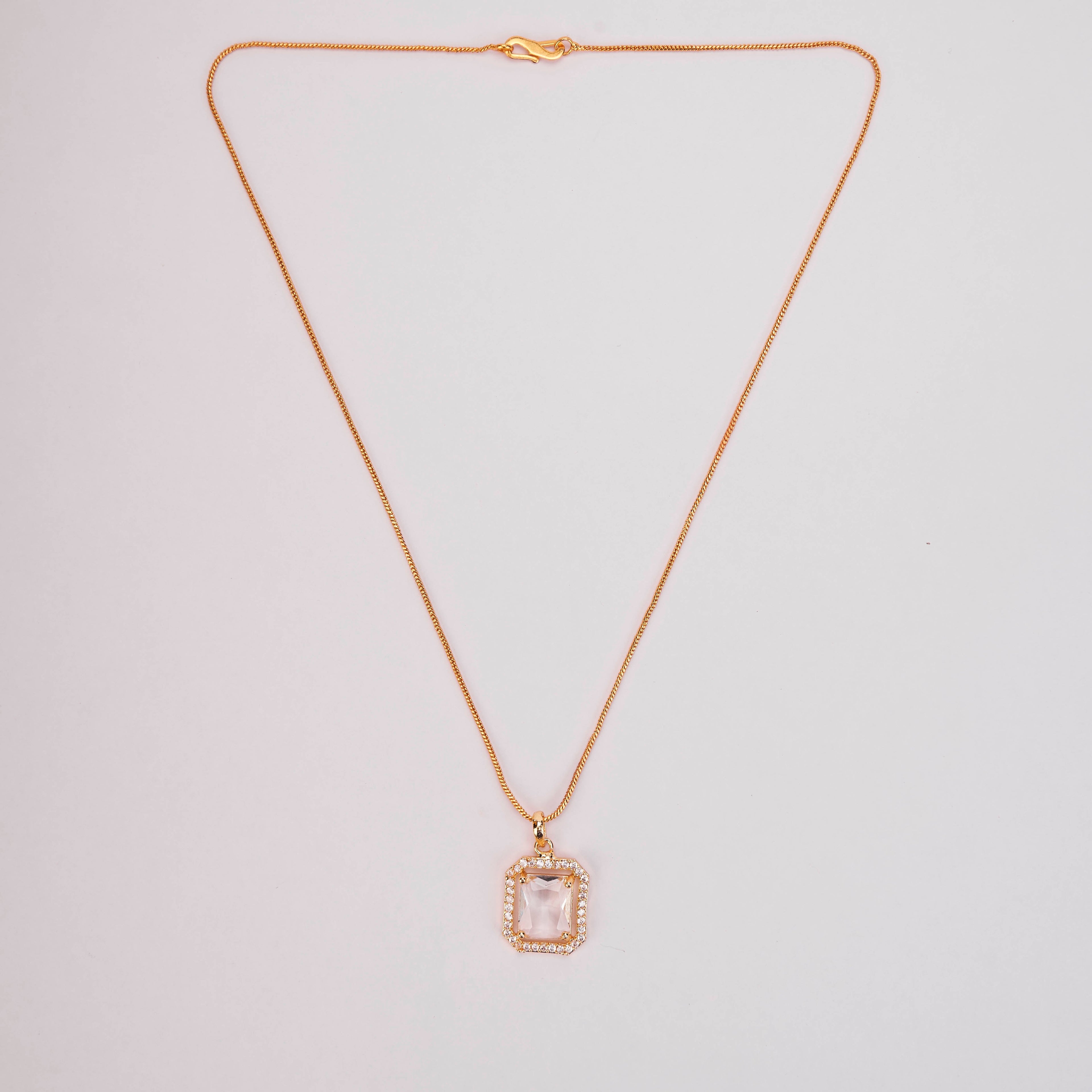 Gold Plated Octagon Stone Pendant with chain