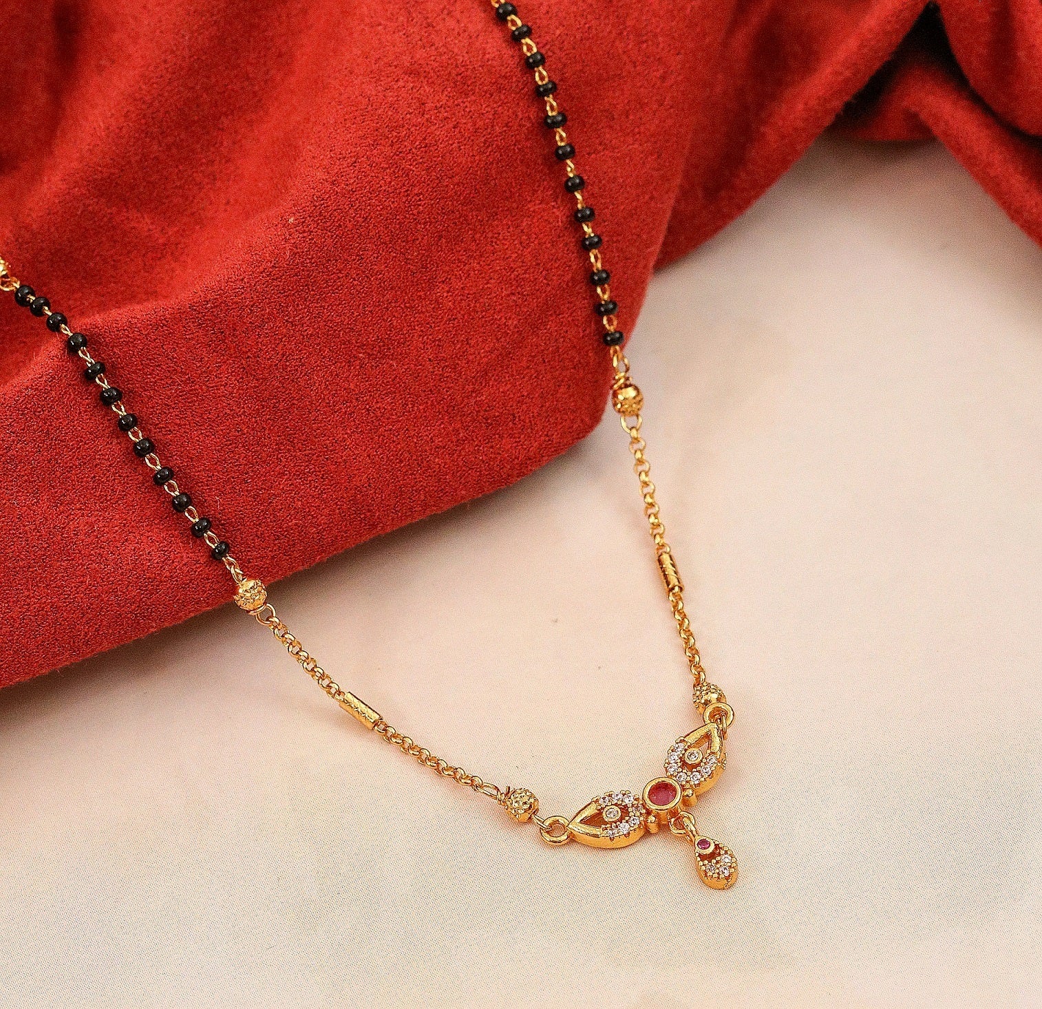 Leaf Motif Gold Plated Mangalsutra