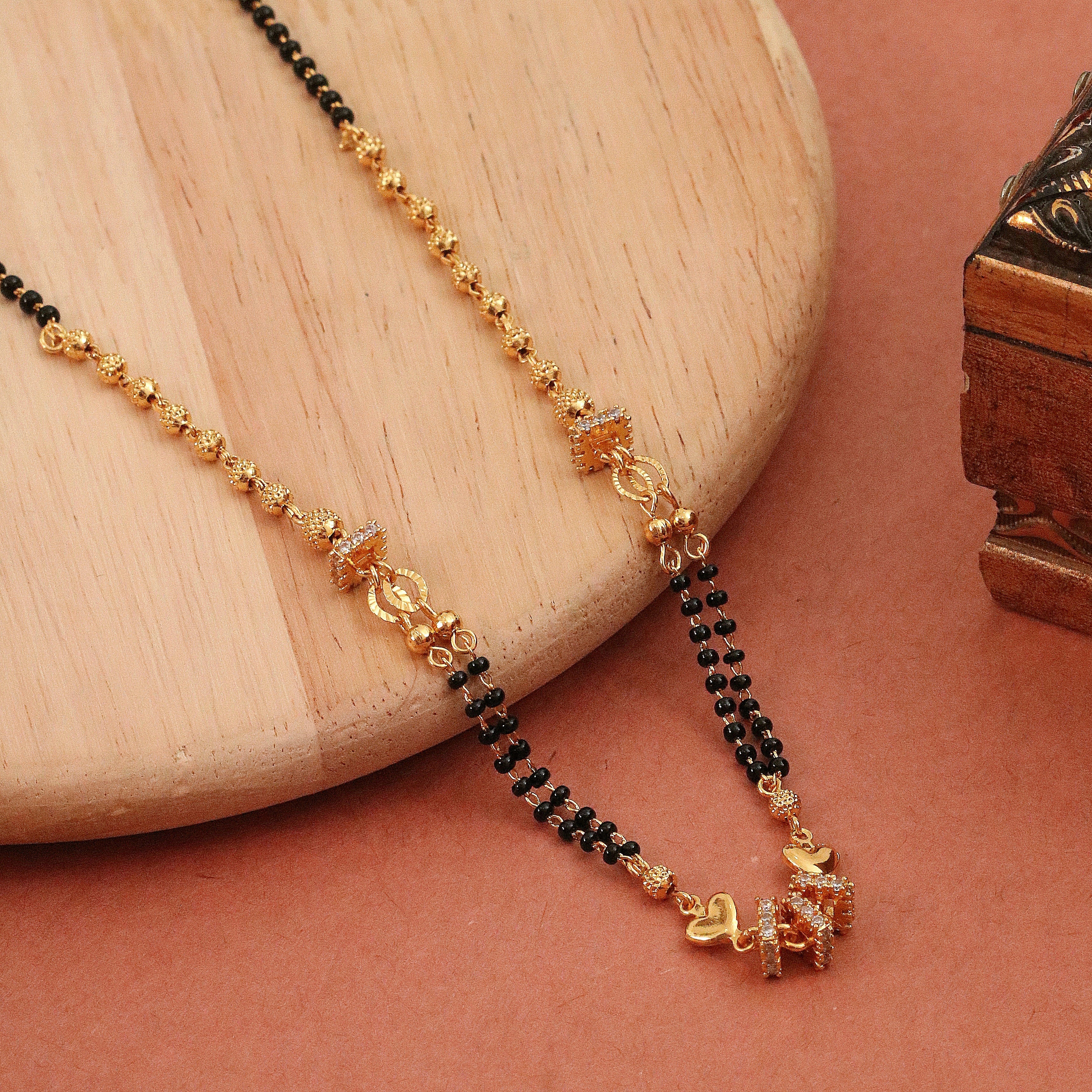 Heart Double Pendant Gold Plated Mangalsutra
