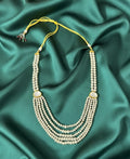 Gold Plated Layered Multi Strand Pearl Necklace with Gemstone Accents