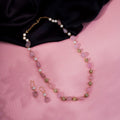 Traditional Pearl & Beaded Gold Plated Necklace with Matching Earrings