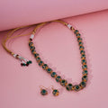 Halo Beaded Gold Plated Necklace Set with Earrings