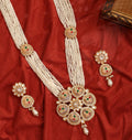 Gold Plated Kundan Pearl Long Necklace Set