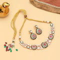 Designed Ethnic Gold Plated Necklace Set with Earrings