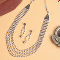 Multi-Layered Beaded Oxidised Necklace Earring Set