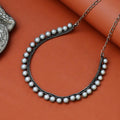 Oxidised Plated Pearl Choker Necklace