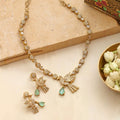 Designer Bird Pendant Mehendi Plated Necklace Set with Earrings