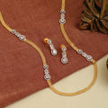 Leaflet Oval Gold Silver Necklace Set