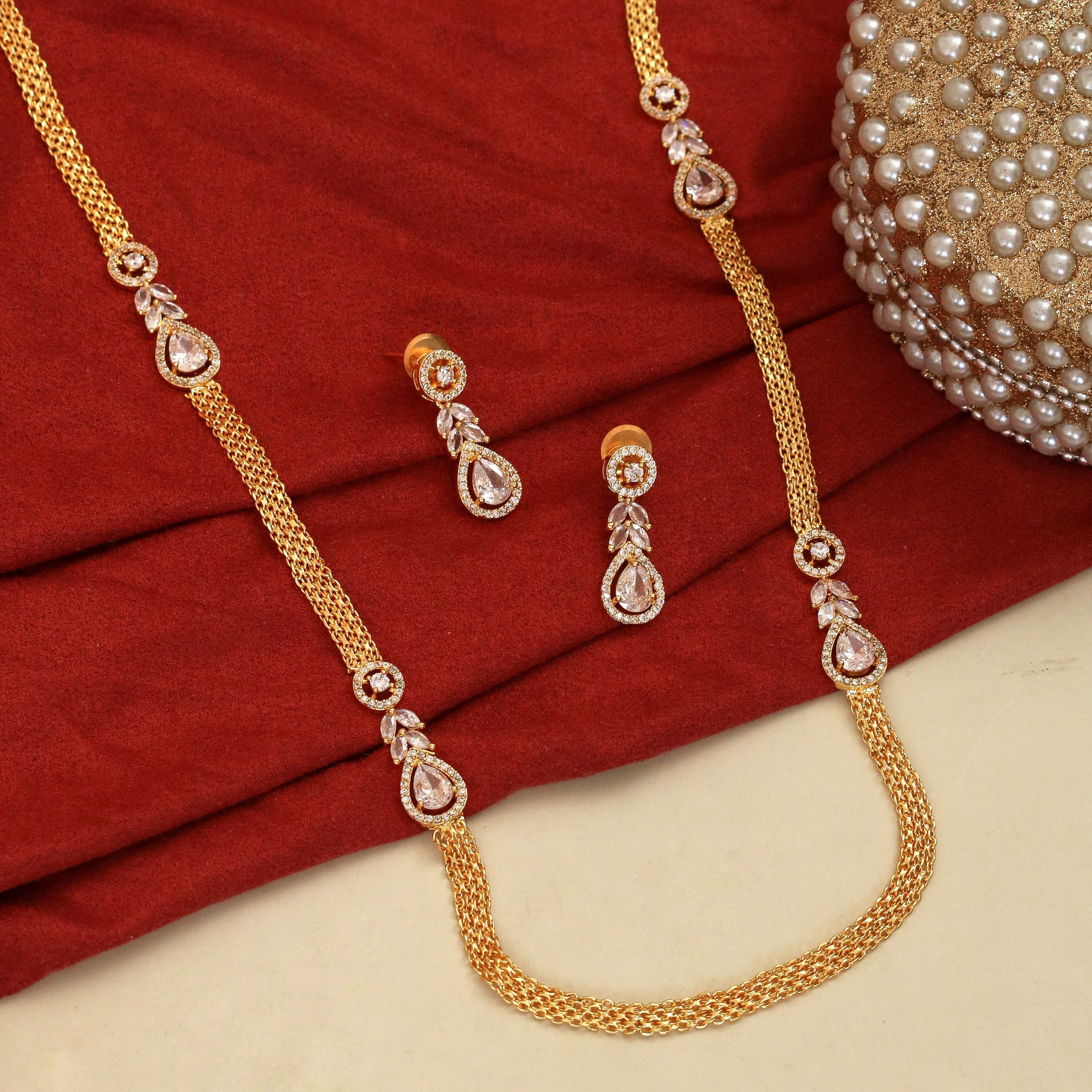 Leaflet Oval Gold Plated Necklace Set