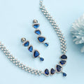 Zig Zag Enchanted Rhodium Plated Necklace Set with Earrings