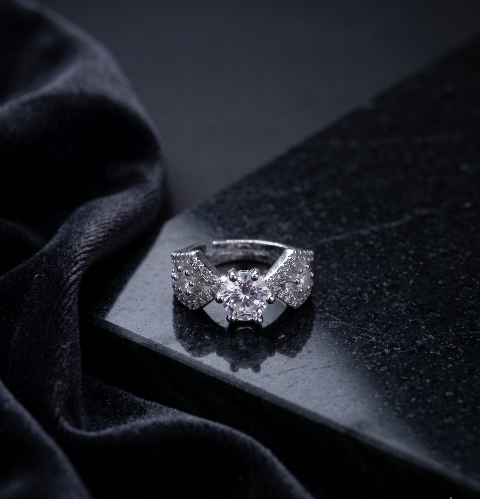 Rhodium Love Knot Ring