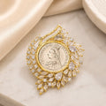 Gold Plated Victorian Coin Pattern American Diamond Statement Ring