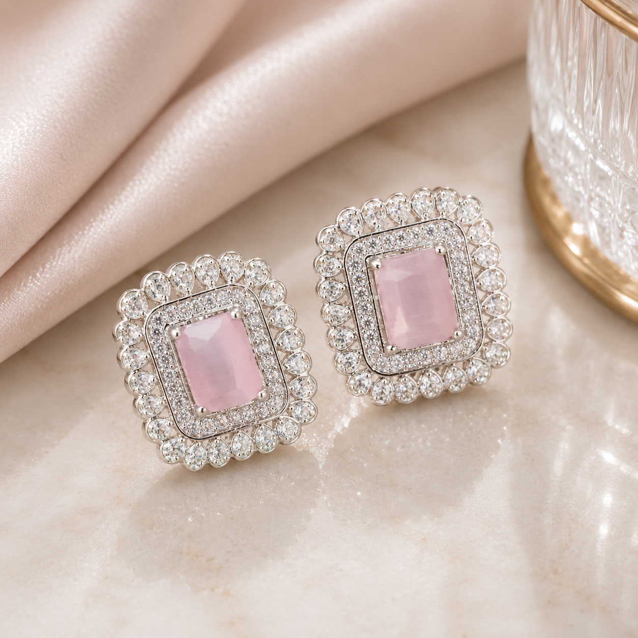 Gleaming Moonstone Shimmers Studs