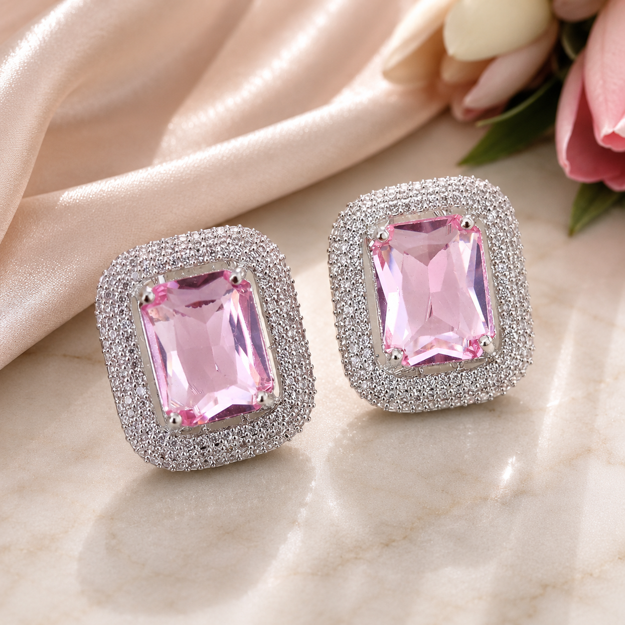 Radiant Rhodium Studs