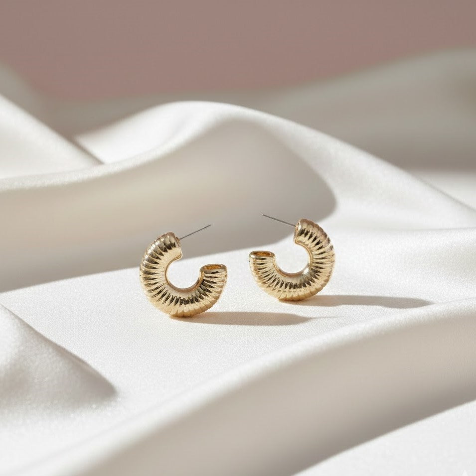 Sinuous Spiral Hoops Gold Plated Studs