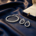 Teardrop Crystal Tennis Bracelet & Earrings Set