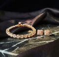 Tennis Bracelet with Round-Cut Stones & Square Stud Earrings