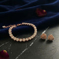Tennis Bracelet with Round Stones & Heart Stud Earrings