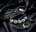 Tennis Bracelet with Green Stone Elegant Ring