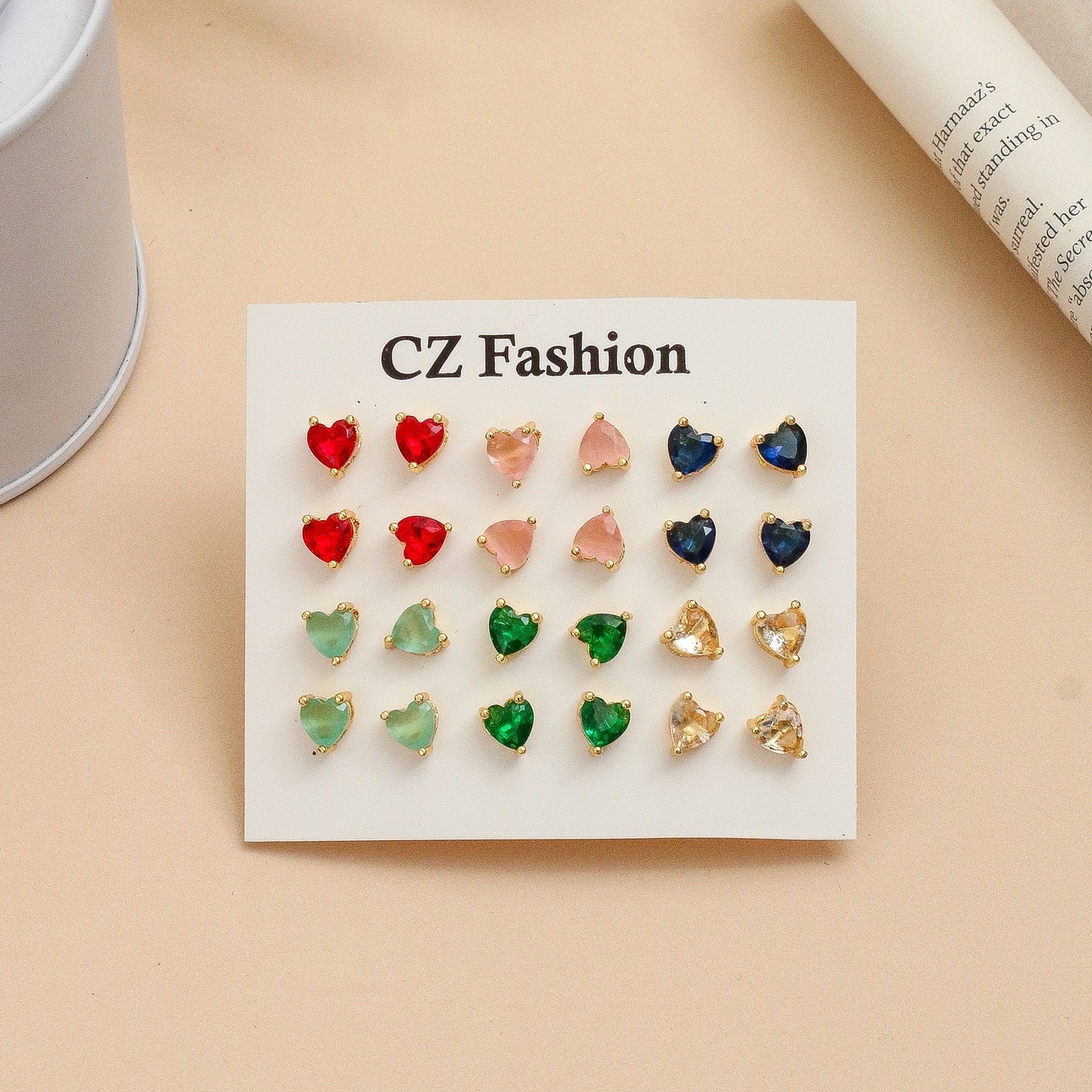Heart Shaped Enchanted Gold Plated Stud Combo