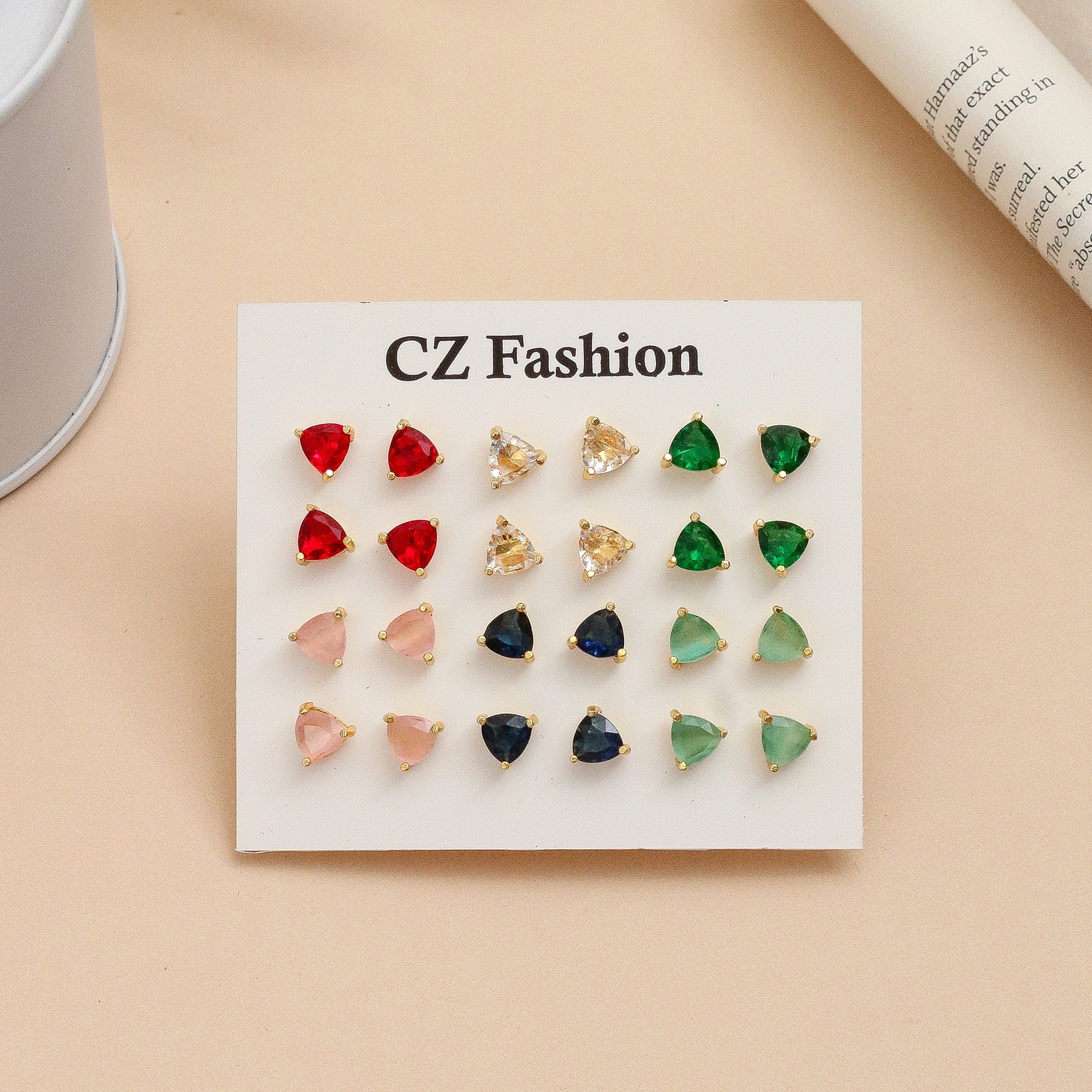 Tri Layered Sophhire Gold Plated Stud Combo