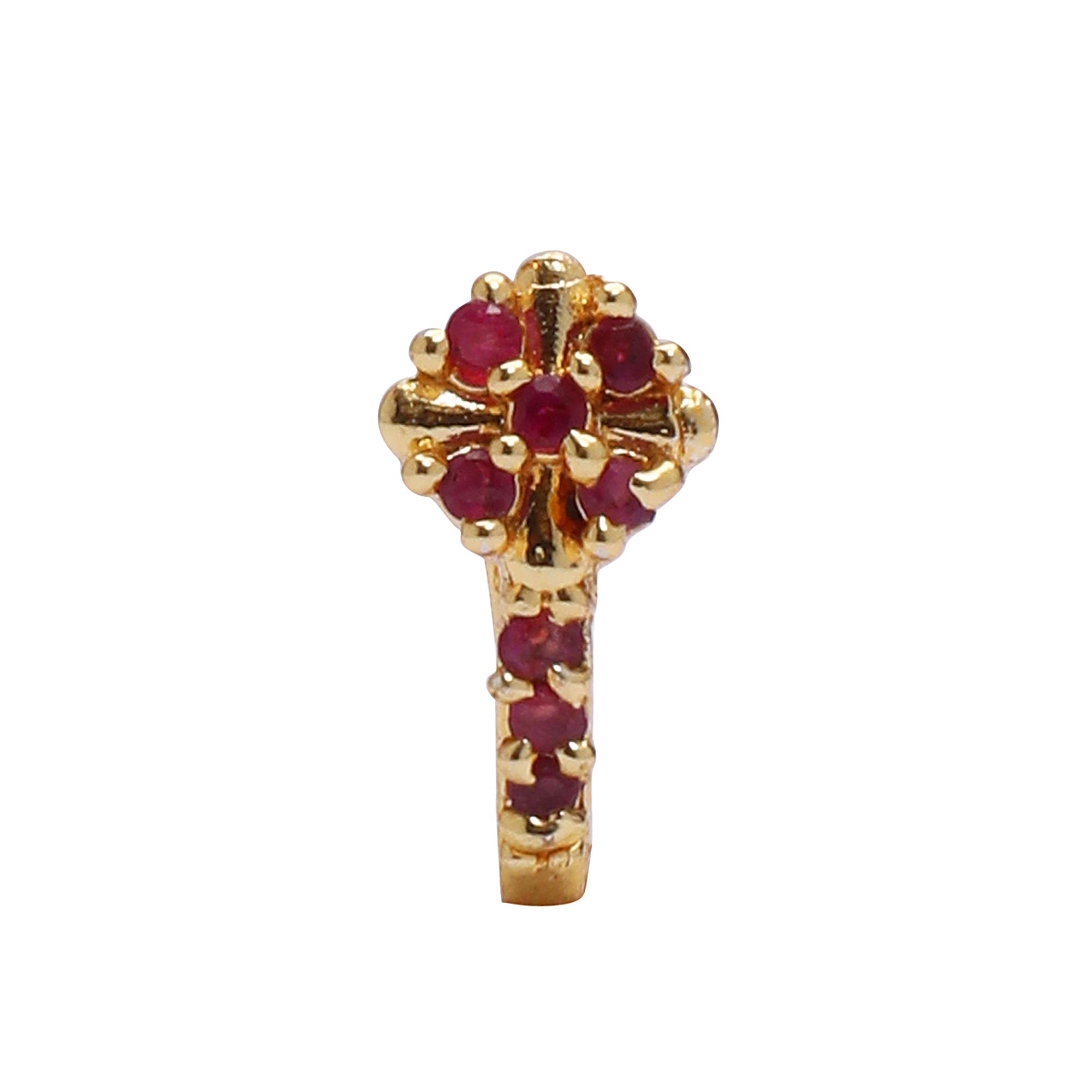 AD CZ Flower Pressing Golden Nose Pin (1 CM)