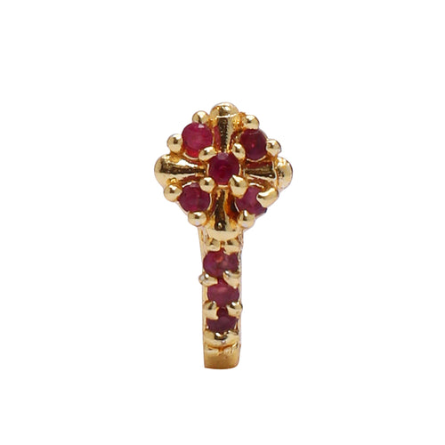 AD CZ Flower Pressing Golden Nose Pin (1 CM)