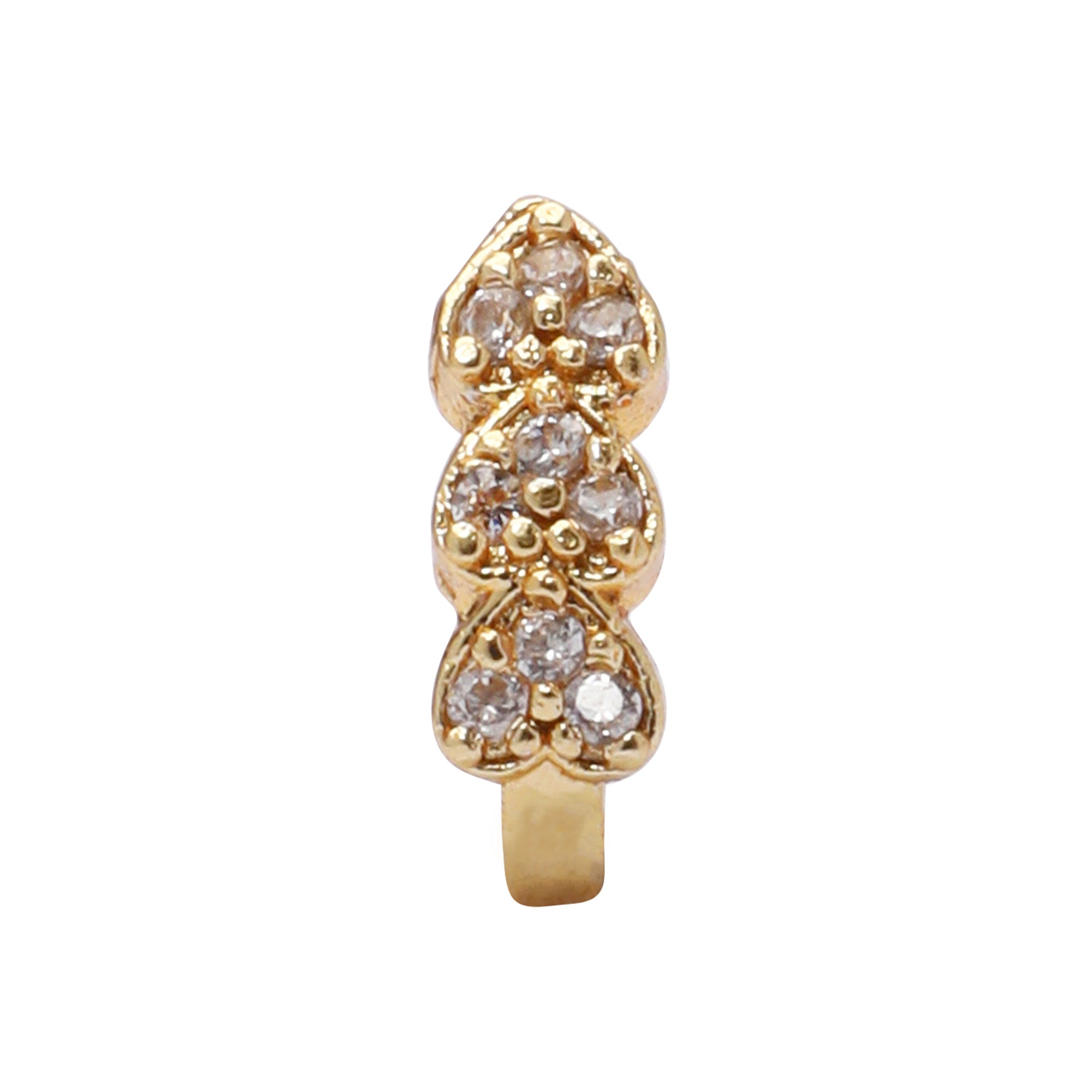 AD CZ Heart Pressing Golden Nose Pin (1 CM)