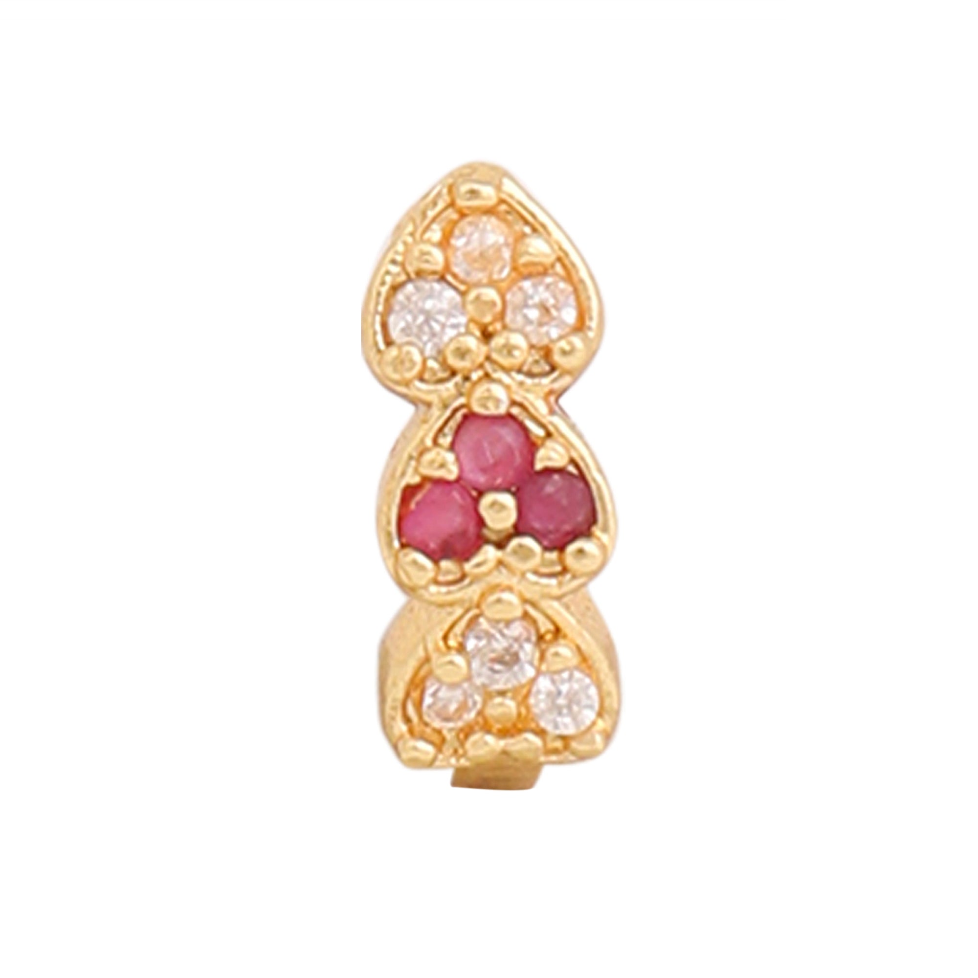 AD CZ Heart Pressing Golden Nose Pin (1 CM)