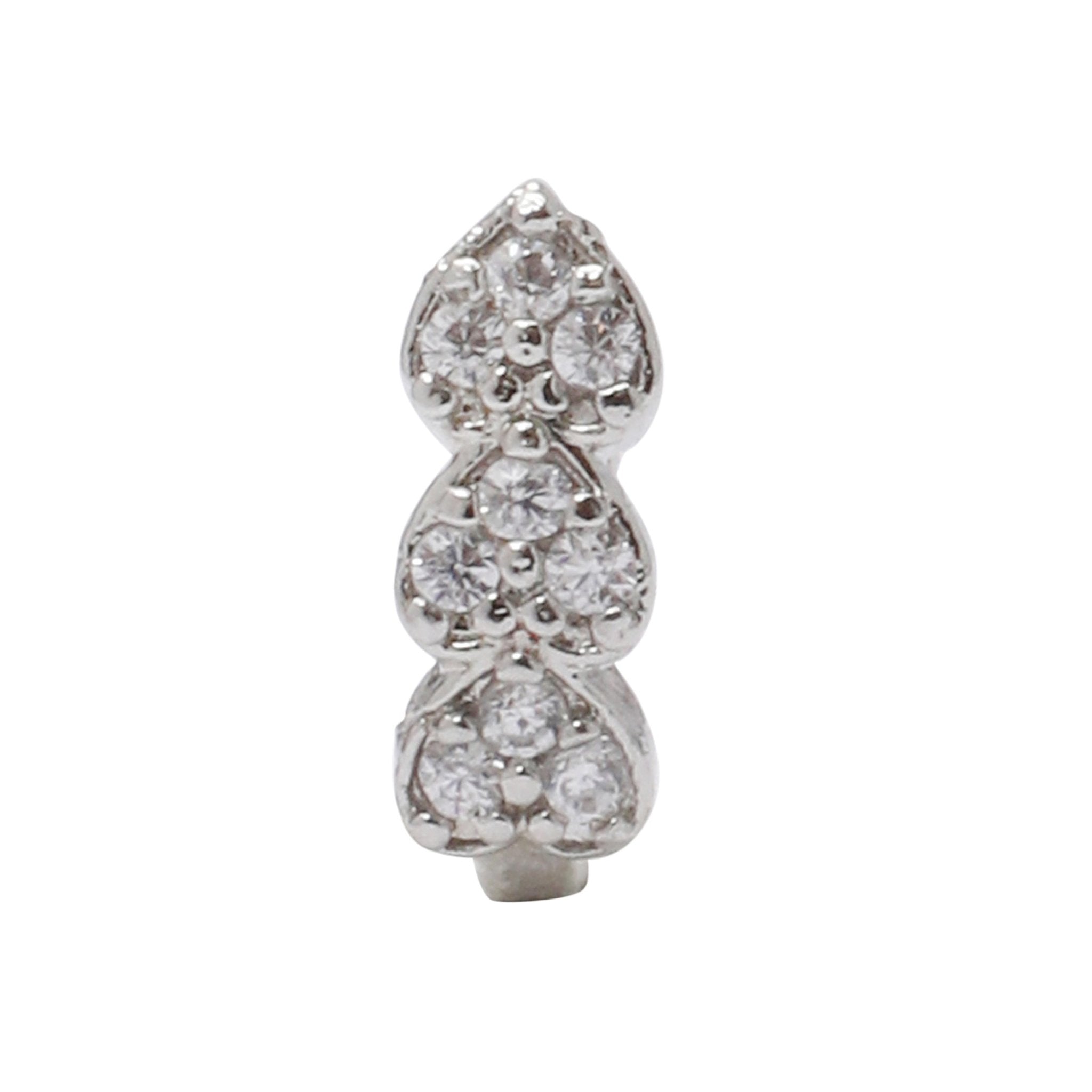 AD CZ Heart Pressing Rhodium Nose Pin (1 CM)