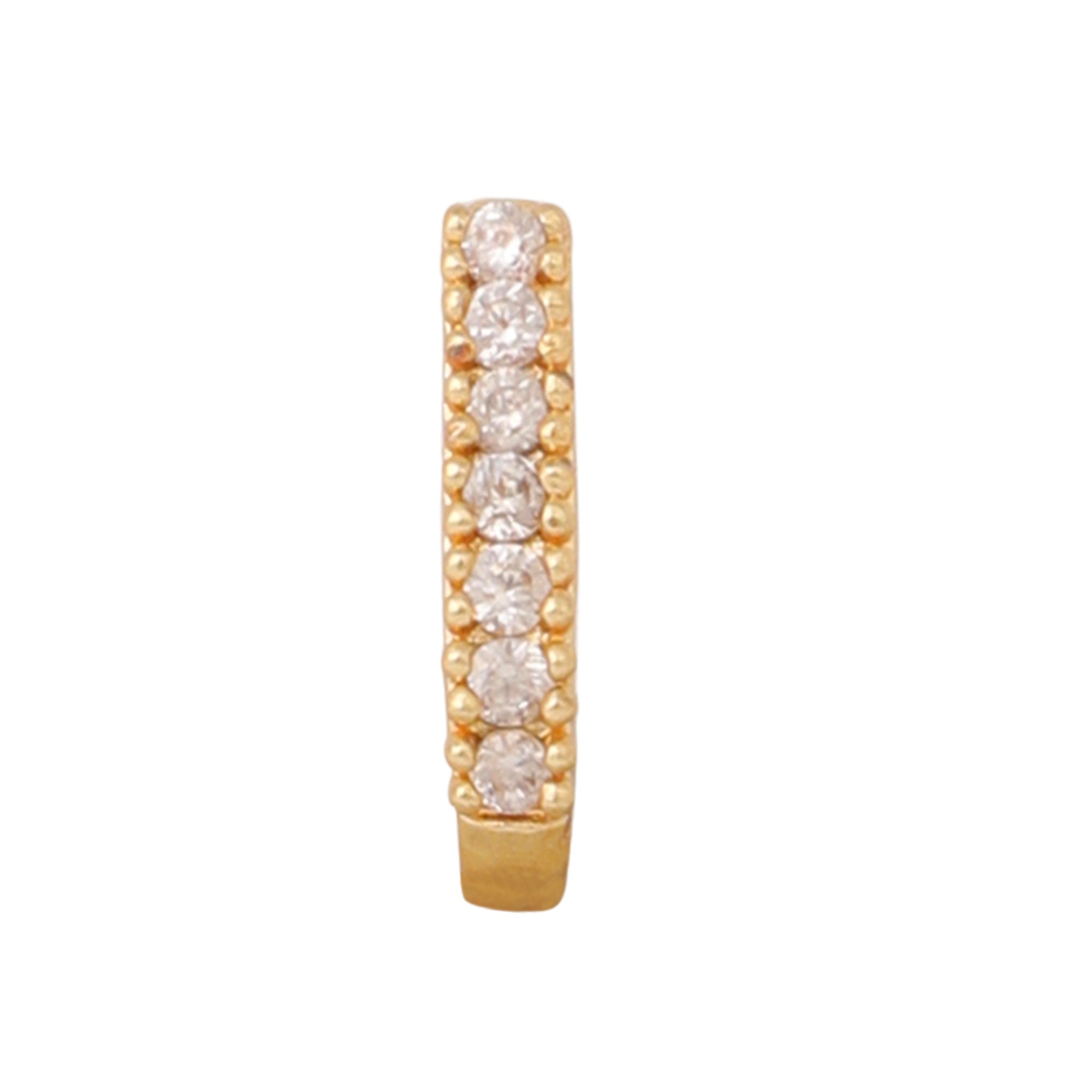 AD CZ Line Pressing Golden Nose Pin (1 CM)