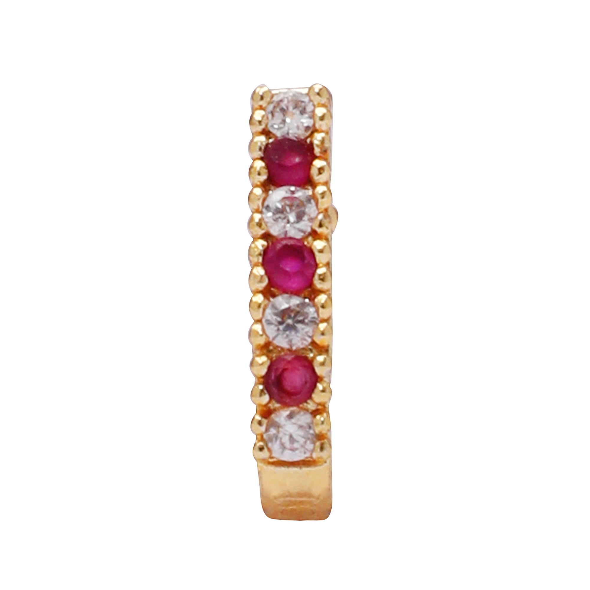 AD CZ Line Pressing Golden Nose Pin (1 CM)