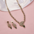 Mehendi Plated American Diamond Floral Necklace Set