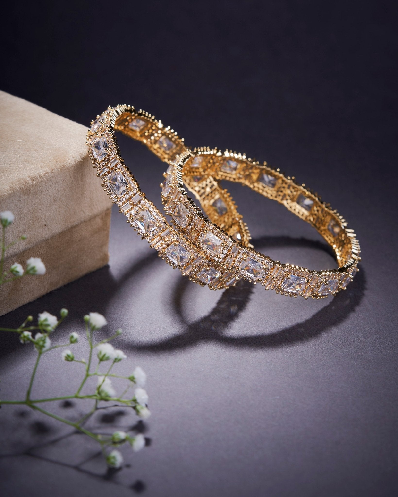 Alluring Party Wear Gold Bangles (Pack of 2)