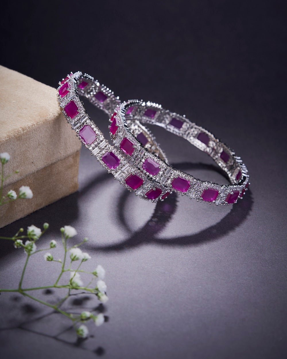 Alluring Party Wear Rhodium Bangles (Pack of 2)