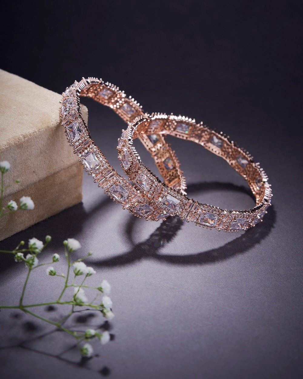 Alluring Party Wear Rose Gold Bangles (Pack of 2)