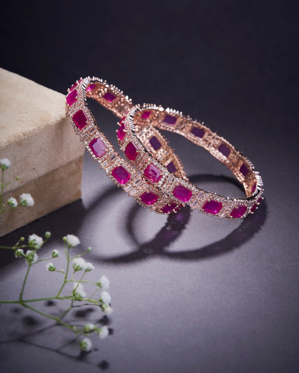 Alluring Party Wear Rose Gold Bangles (Pack of 2)