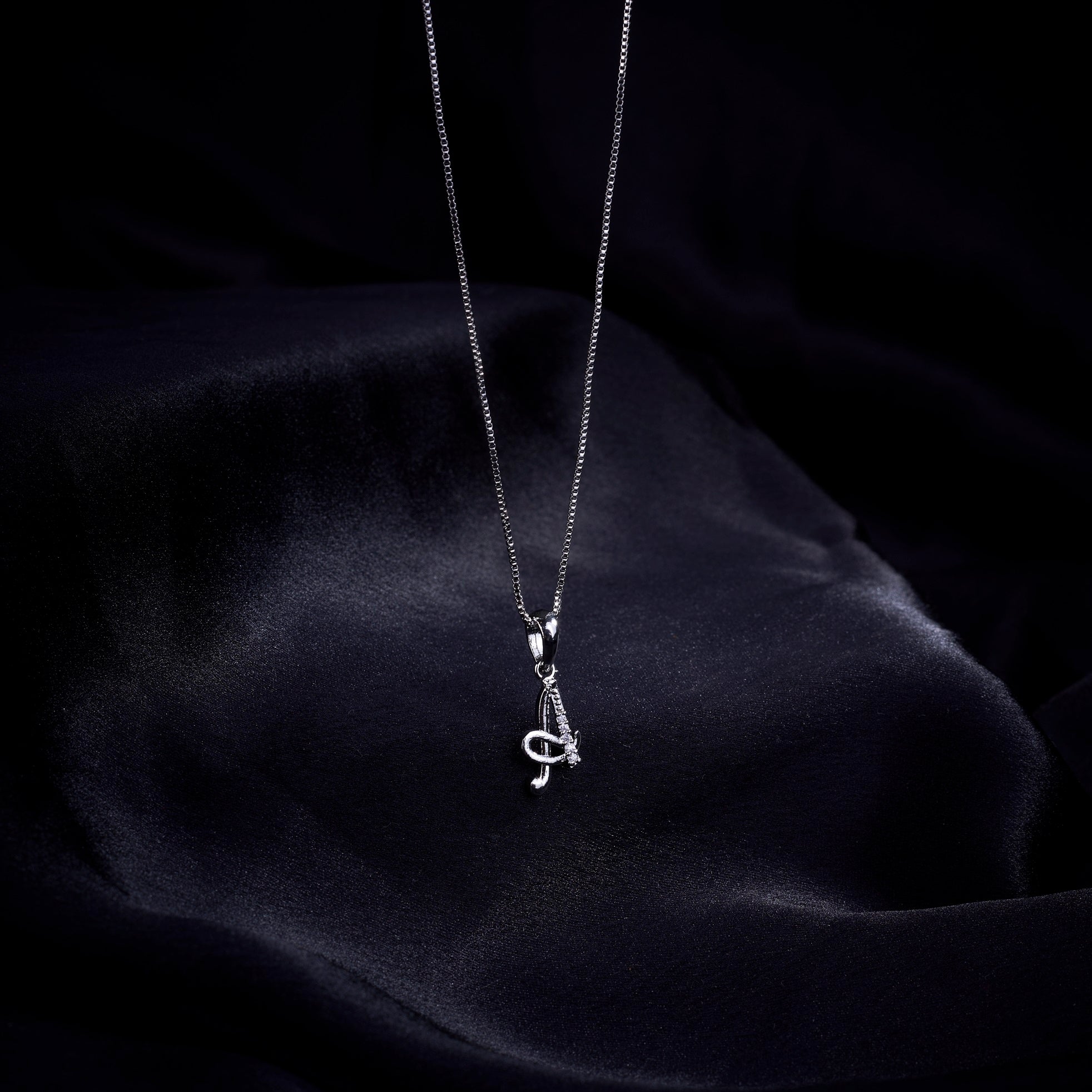 Opal Touch - Alphabet A Rhodium Locket with 18 Inch Chain | Opal Touch - Locket Set