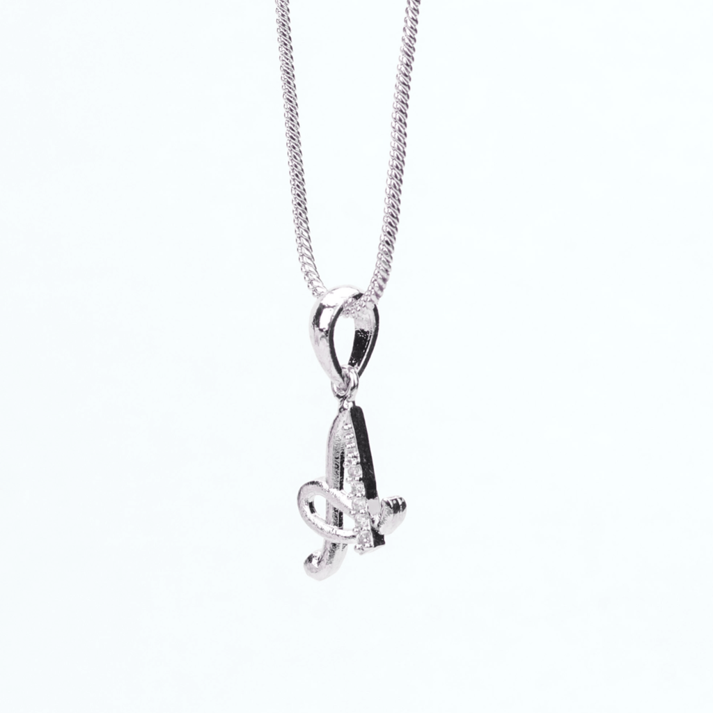 Opal Touch - Alphabet A Rhodium Locket with 18 Inch Chain | Opal Touch - Locket Set