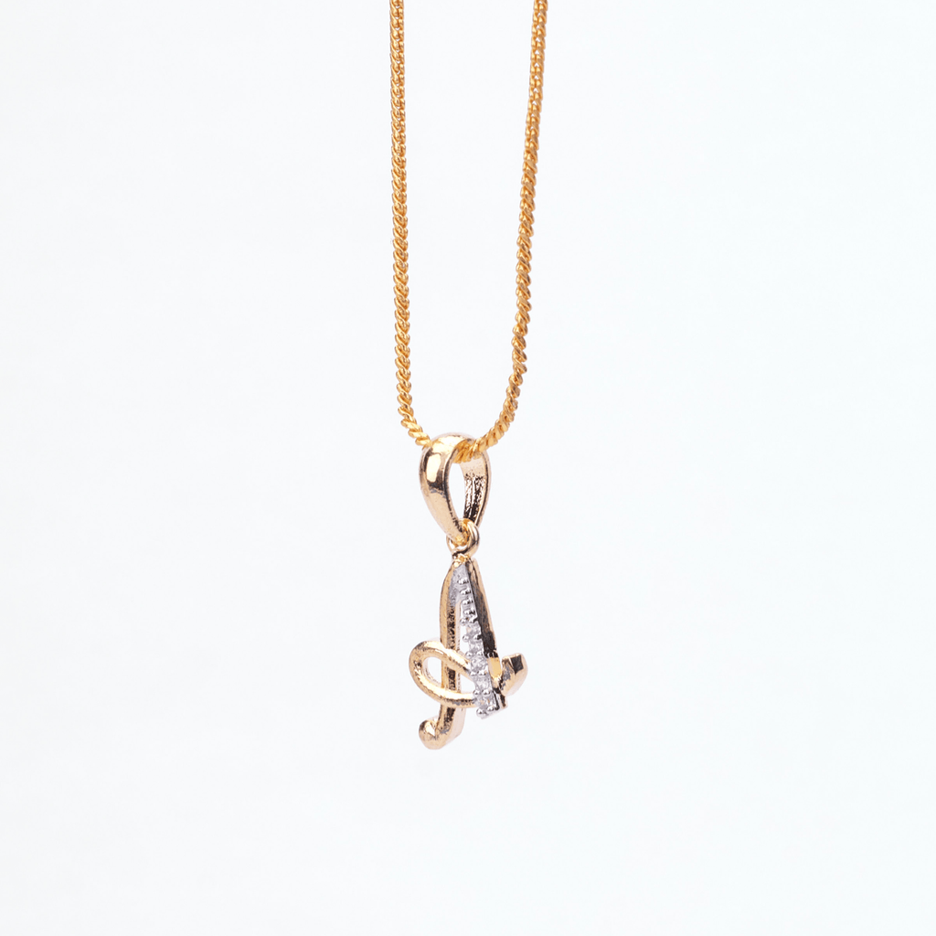 Opal Touch - Alphabet A Two Tone Locket with Chain (18") - Locket Set
