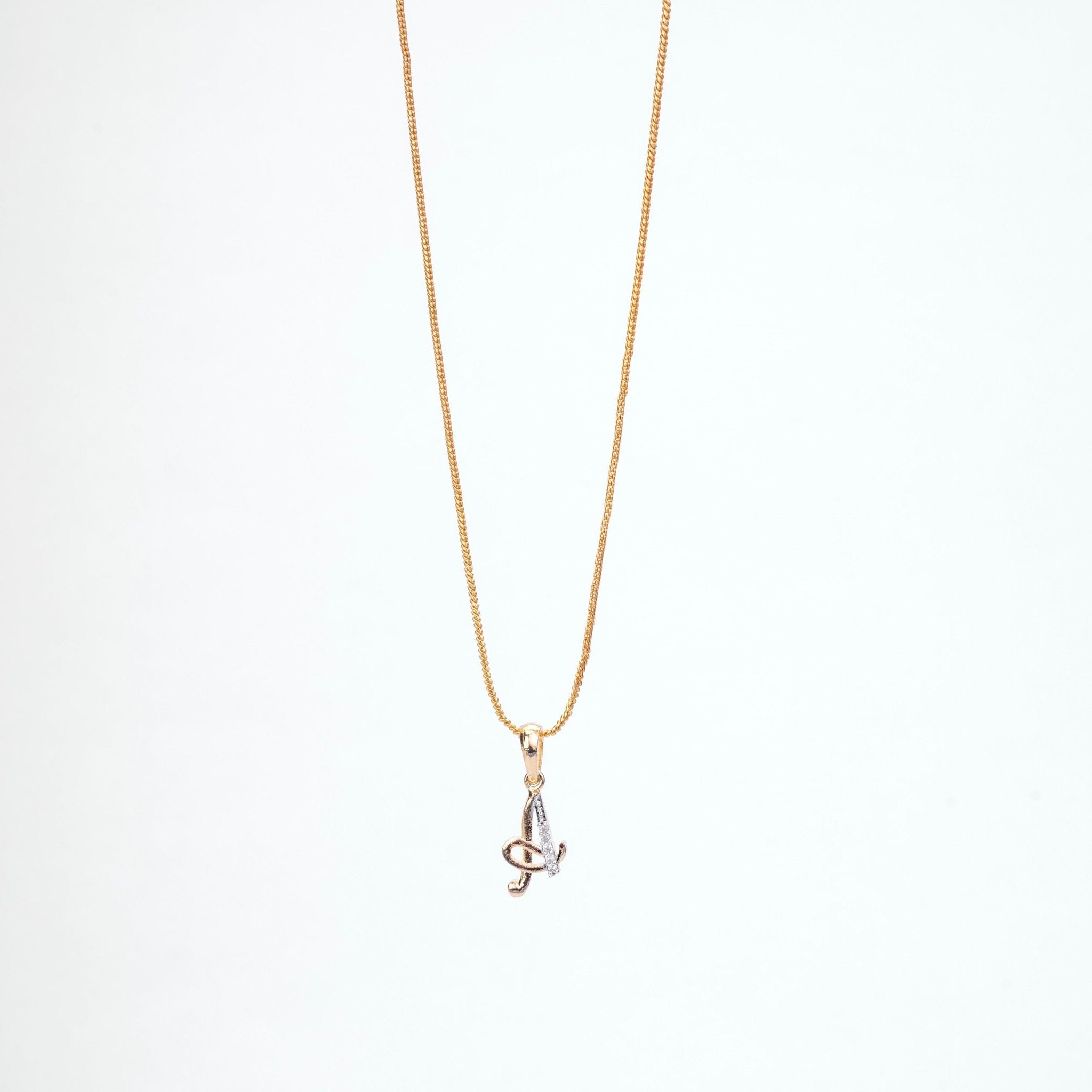 Opal Touch - Alphabet A Two Tone Locket with Chain (18") - Locket Set