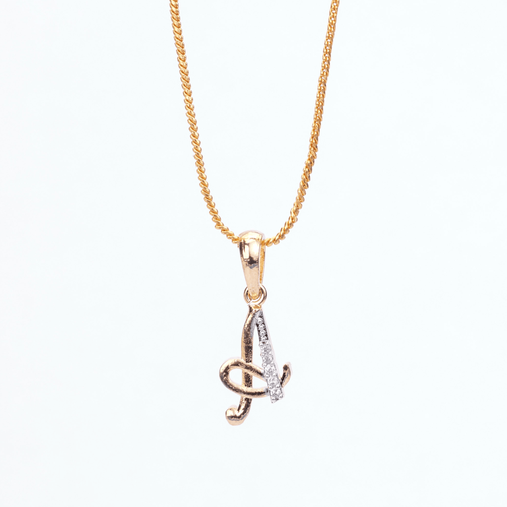Opal Touch - Alphabet A Two Tone Locket with Chain (18") - Locket Set