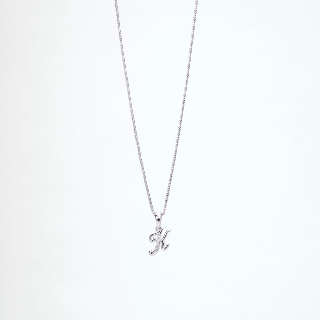 Opal Touch - Alphabet K Rhodium Locket with Chain (18") - Locket Set
