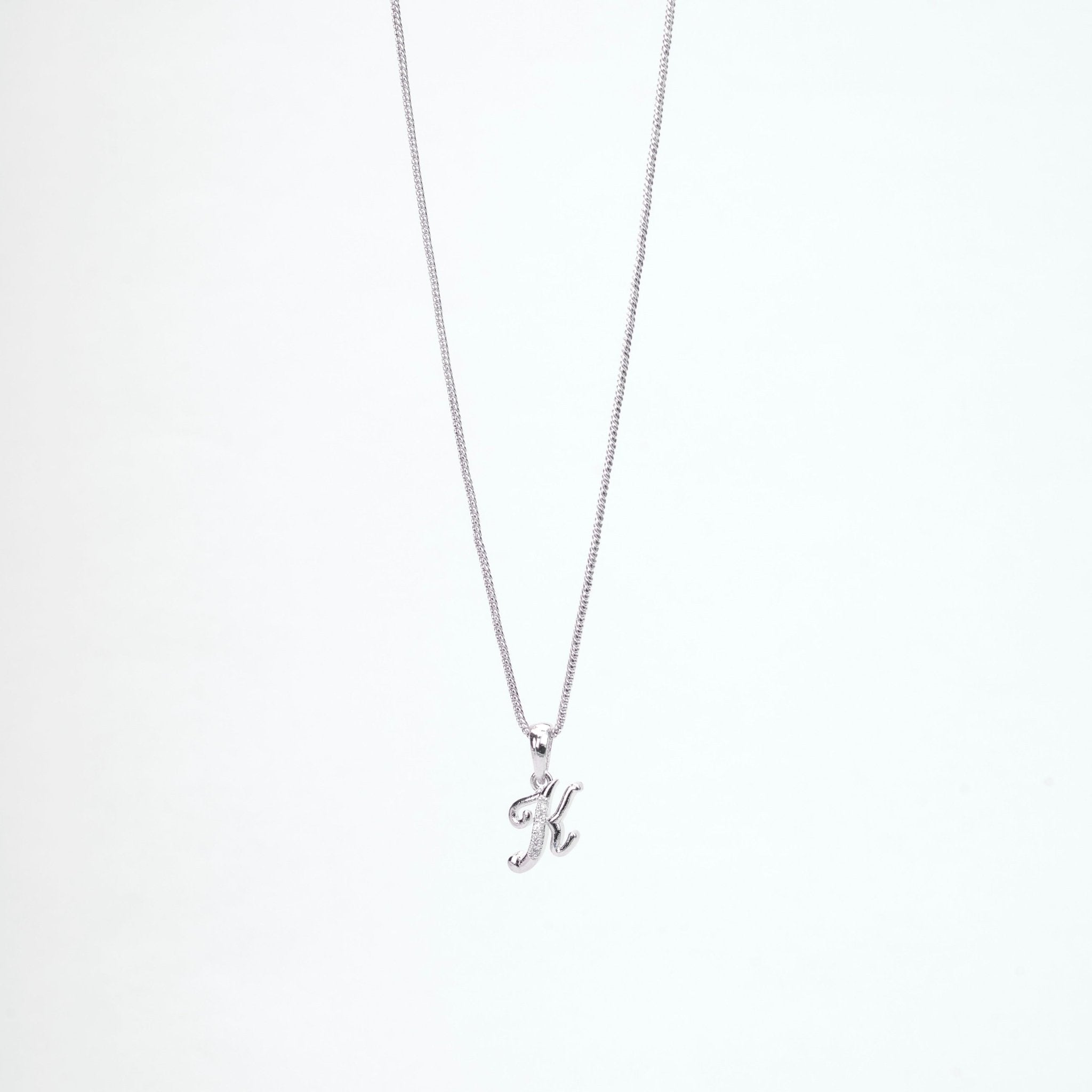 Opal Touch - Alphabet K Rhodium Locket with Chain (18") - Locket Set