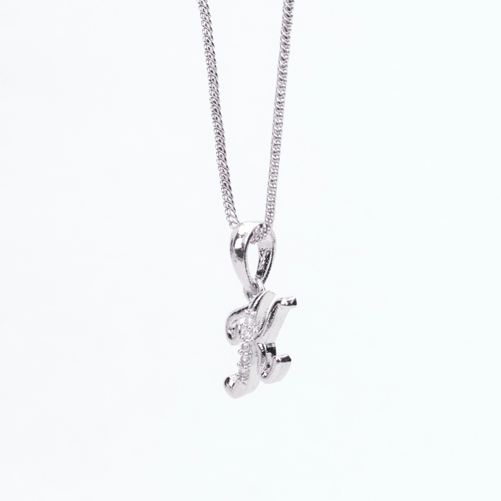 Opal Touch - Alphabet K Rhodium Locket with Chain (18") - Locket Set