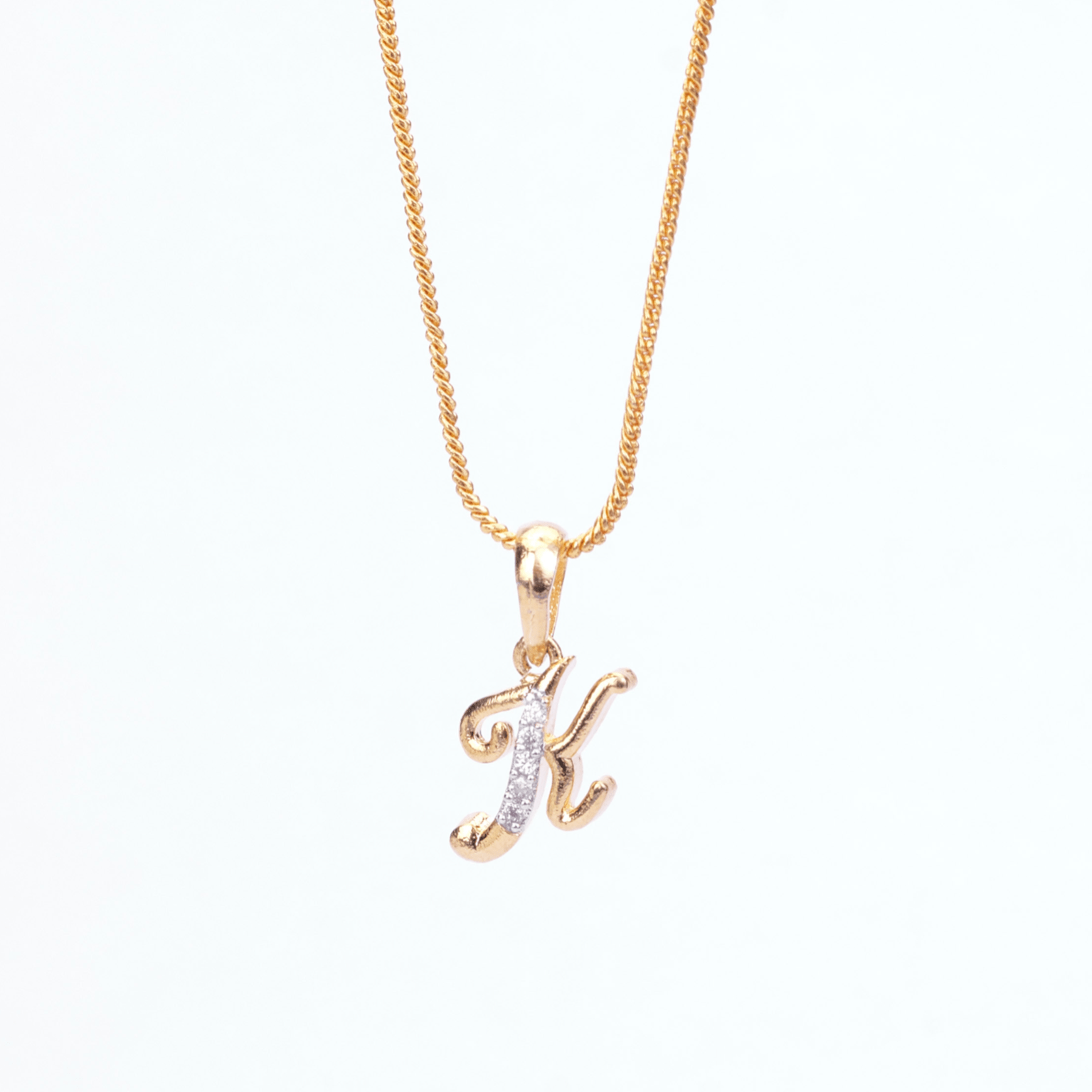 Opal Touch - Alphabet K Two Tone Locket with Chain (18") - Locket Set