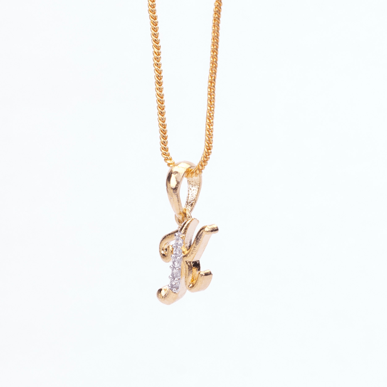 Opal Touch - Alphabet K Two Tone Locket with Chain (18") - Locket Set