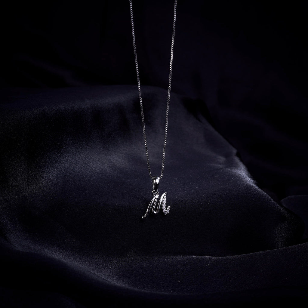 Opal Touch - Alphabet M Rhodium Locket with Chain (18") - Locket Set