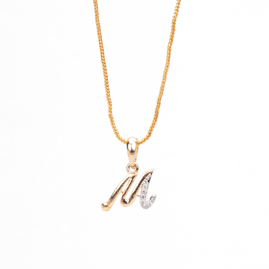 Opal Touch - Alphabet M Two Tone Locket with Chain (18") - Locket Set
