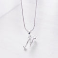 Opal Touch - Alphabet N Rhodium Locket with Chain (18") - Locket Set